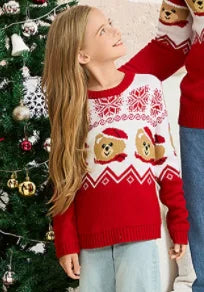 Christmas Knitted Sweater Women Fashion Christmas Party Parent-child Outfit Long Sleeve O Neck Knitwear Pullover Sweaters 2025