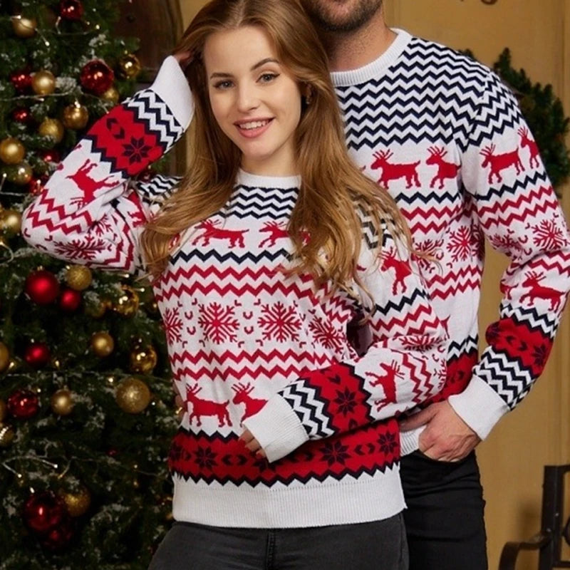 2025 Christmas Sweaters Women Men Boys Girls Matching Outfits Couples Kids Casual Knitwear Long Sleeve Jumpers Xmas Family Look