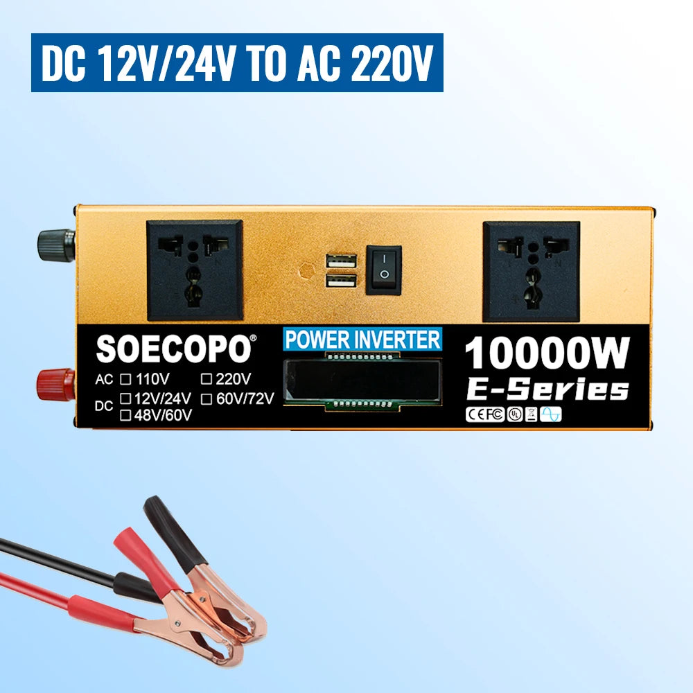 SOECOPO10000W Solar Kit 2x300W Solar Panels 12V DC - 110V/220V AC Inverter Controller Perfect for RVs Homes and Camping Equipped