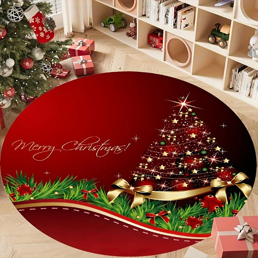 Christmas Round Rugs: Decorate Your Home with Magical Tree & Santa Designs! Bedroom room floor mats New Year home decoration