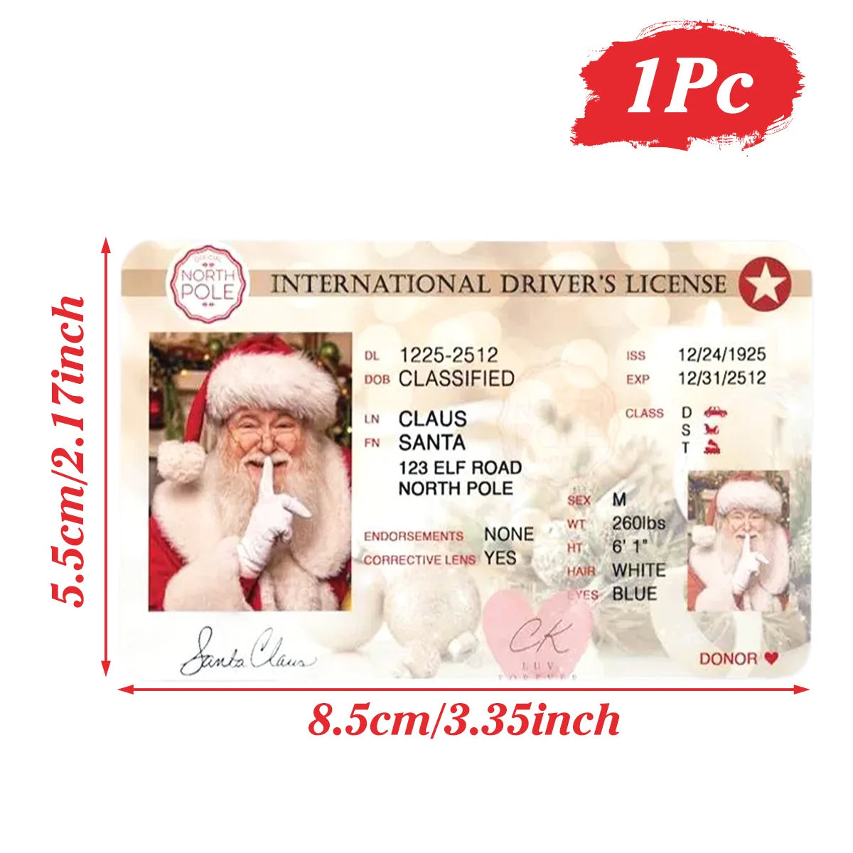 Santa Claus Driver's License Card Merry Christmas Decor for Home 2025 Navidad Natal Xmas Eve Kids Gifts Ornament New Year 2026