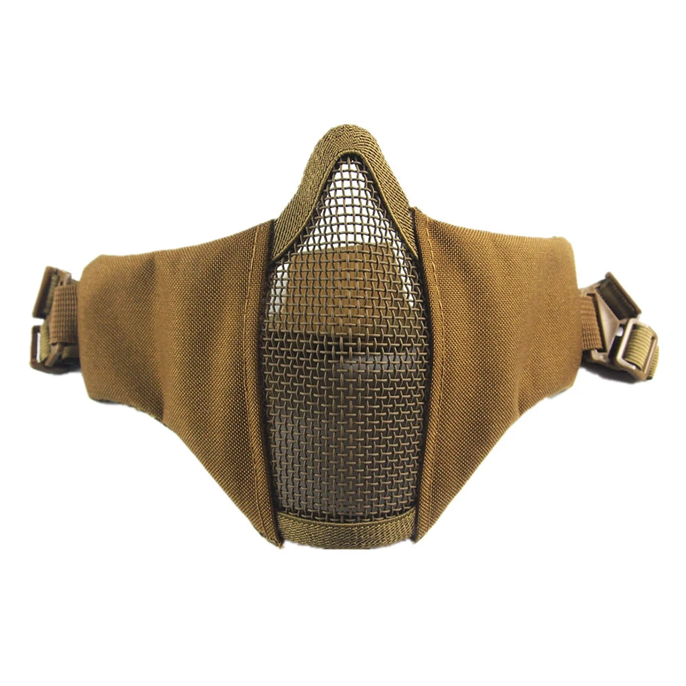 Half Face Metal Steel Airsoft Mask Hunting Tactical Net Mesh Mask CS Protective Halloween Party Half Face Paintball Masks