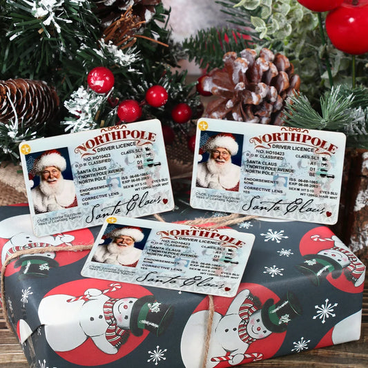 Santa Claus Driver's License Card Merry Christmas Decor for Home 2025 Navidad Natal Xmas Eve Kids Gifts Ornament New Year 2026