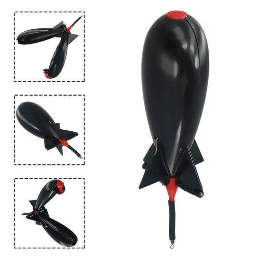 Fishing Rocket Feeder Carp Fishing Rocket Feeder Spod Bomb Float Lure Bait Holder Pellet Rocket Feeder Black Fishing Accessory