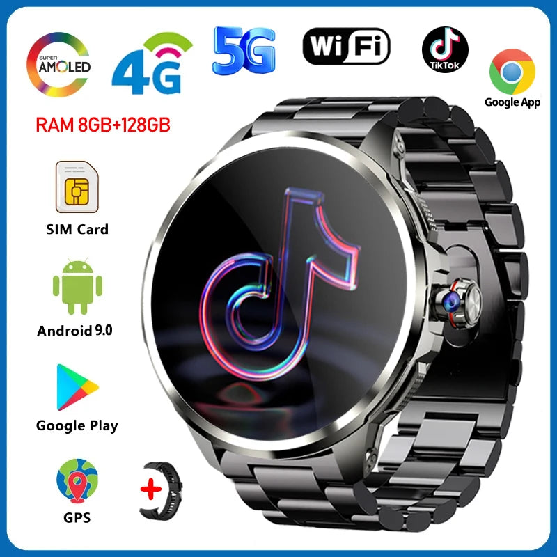 5G/4G Full Netcom 8GB+128GB RAM Smart Watch 1.95 inch 720*720 AMOLED 2100mah Battery 900W Camera GPS WIFI Google APPS Smartwatch
