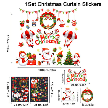 2026 Christmas Window Stickers Xmas Wall Sticker Decals Kid Room Wall Merry Christmas Decorations for Home 2025 New Year Sticker