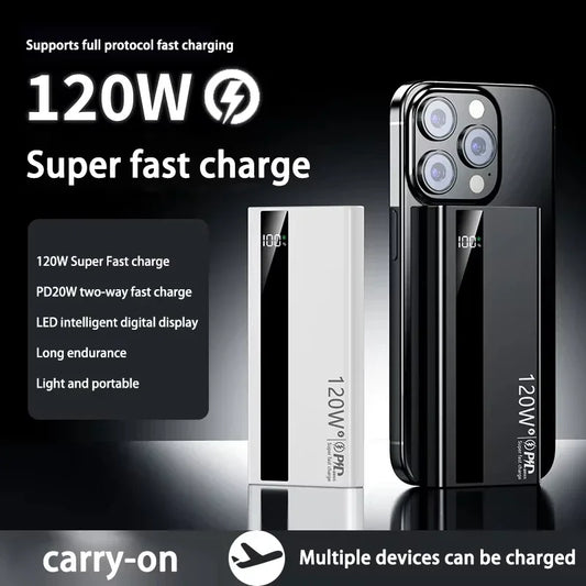 Xiaomi 120W 50000mAh, 100000mAh, 200000mAh Power Bank High Capacity Super Fast Charging Power Bank Portable Battery Charger For Huawei iPhone Samsung