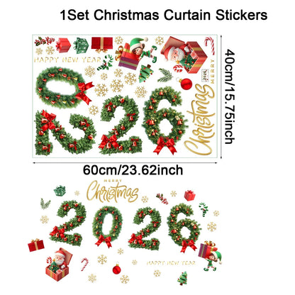 2026 Christmas Window Stickers Xmas Wall Sticker Decals Kid Room Wall Merry Christmas Decorations for Home 2025 New Year Sticker