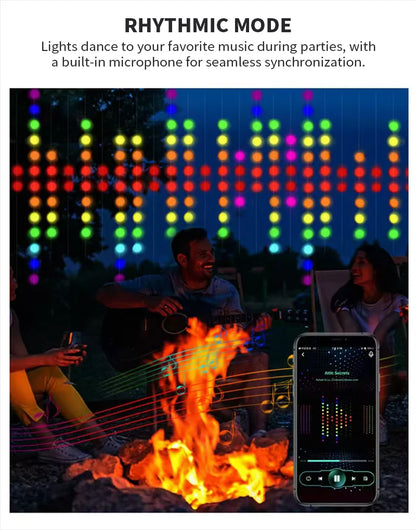 400 LED Smart Curtain Lights String Lights with Smart App Remote Control Music Sync Christmas Curtain String Outdoor Fairy Light