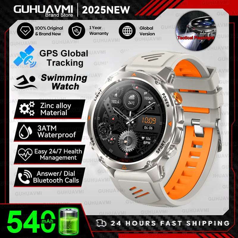 2025 New Professional GPS Sports Smart Watch Outdoor RIDE Run GPS track Swim Watchs Compass Altimeter 3ATM Sports Bracelets Men