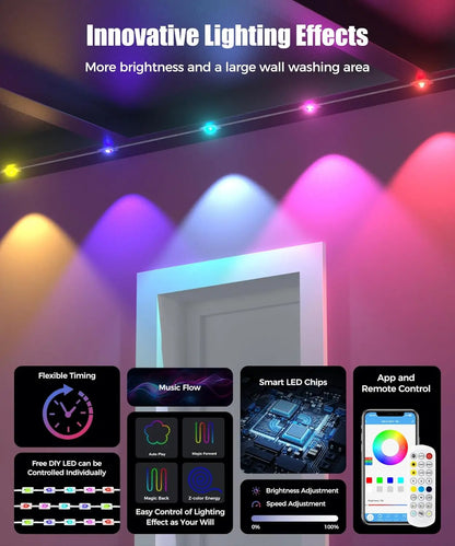 60M Smart RGB Eave Lights App & Remote IP67 Permanent Outdoor LED String Lights Home New Year Christmas Birthday DIY Lighting