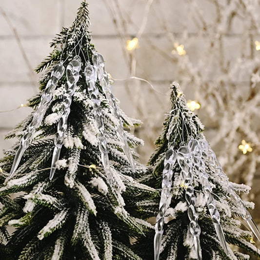 12/24/60pcs 13cm Christmas Simulation Ice Xmas Tree Hanging Ornament Fake Icicle Winter Party Christmas New Year Home Decoration