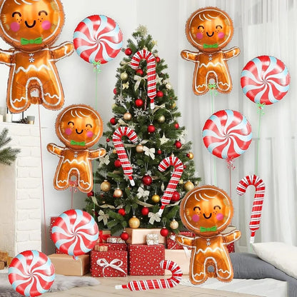 2025 Christmas Ballons Decoration Merry Christmas Candy Cane Foil Balloon Snowman Santa Claus New Year Xmas Party Decor Supplies