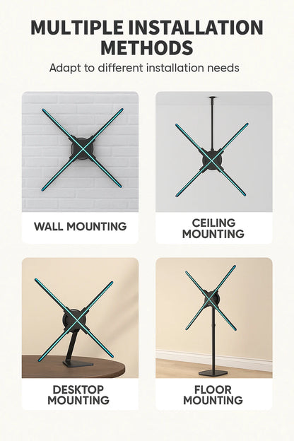 3D Hologram Fan 20.4" 22" 23.6" LED Holographic Display High Brightness Advertising Projector for Store Exhibition