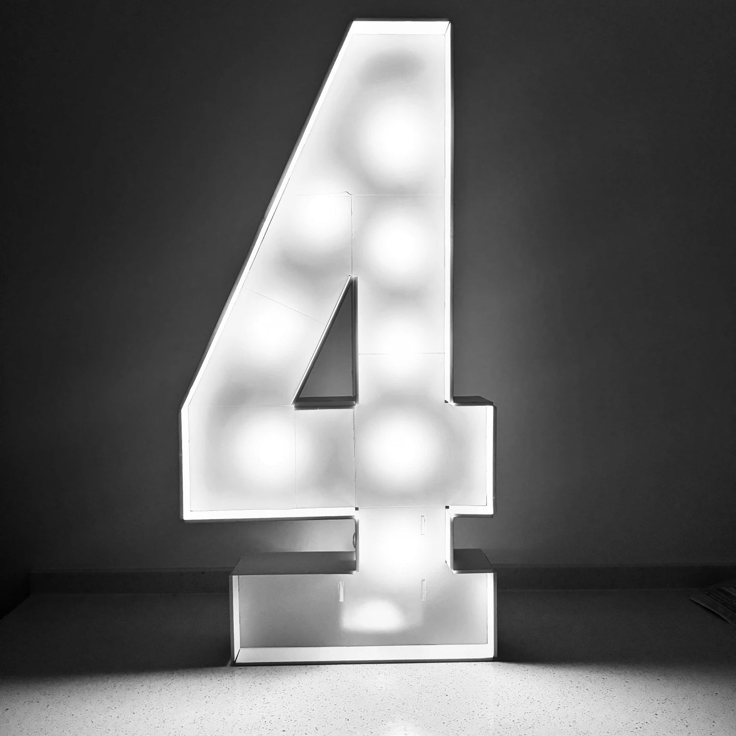 1Pc 73cm/28.7inch Light Up Digital Marquee Frame White Lights KT Board Number 0-9 Plug-in KT Board With Bracket Party Decorative