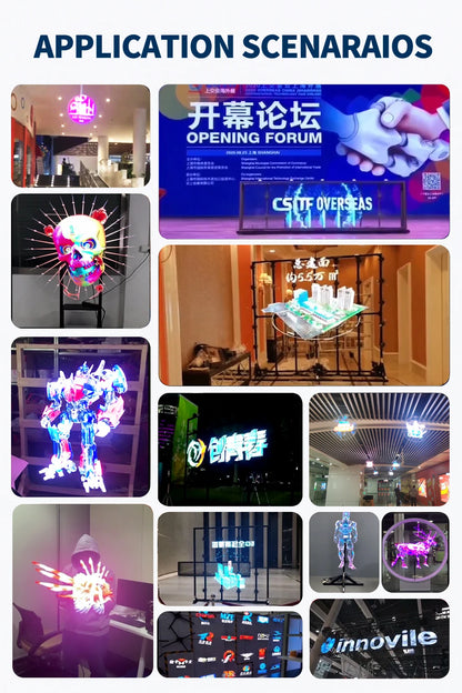 3D Hologram Fan 20.4" 22" 23.6" LED Holographic Display High Brightness Advertising Projector for Store Exhibition