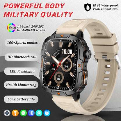 2025 New For Xiaomi Military Grade Smart Watch Men 1.96" AMOLED Screen 5ATM Waterproof Sports Fitness Tracker BT Call Smartwatch