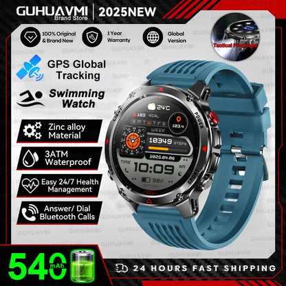2025 New Professional GPS Sports Smart Watch Outdoor RIDE Run GPS track Swim Watchs Compass Altimeter 3ATM Sports Bracelets Men