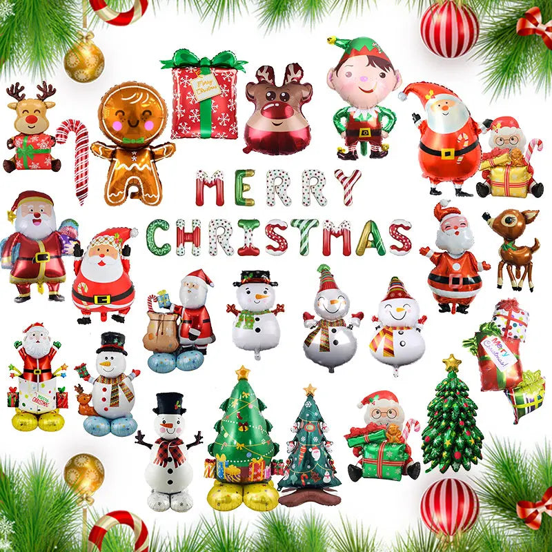 2025 Christmas Ballons Decoration Merry Christmas Candy Cane Foil Balloon Snowman Santa Claus New Year Xmas Party Decor Supplies