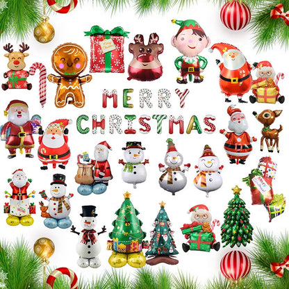 2025 Christmas Ballons Decoration Merry Christmas Candy Cane Foil Balloon Snowman Santa Claus New Year Xmas Party Decor Supplies