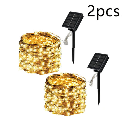 7m/12m/22m/32m LED Solar Light Outdoor Garden Fairy String Light Led Twinkle Waterproof Lamp for Christmas Patio Tree Party