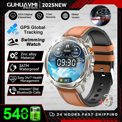 2025 New Professional GPS Sports Smart Watch Outdoor RIDE Run GPS track Swim Watchs Compass Altimeter 3ATM Sports Bracelets Men