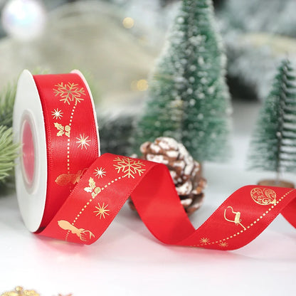 5M Christmas Ribbon Printed Christmas Polyester Ribbon For Handmade Design Christmas Decoration Navidad 2026 DIY Gift Box Packin