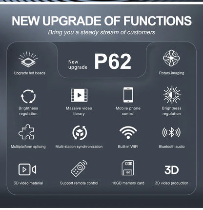 62cm 3D Fan Hologram Projector Wifi LED Sign Remote Control 3D Holographic Lamp Player Advertising Display Logo Light