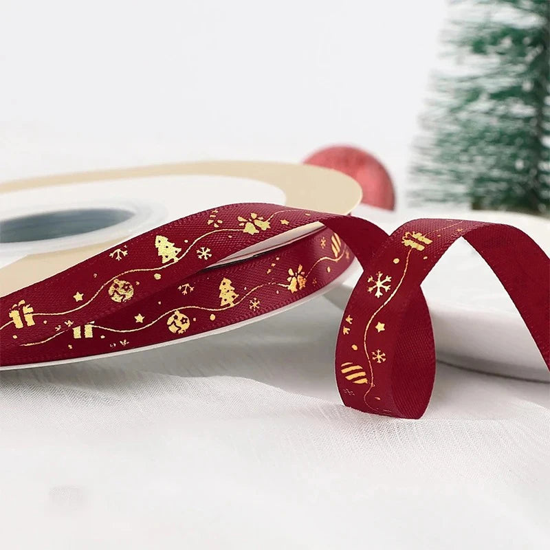 5M Christmas Ribbon Printed Christmas Polyester Ribbon For Handmade Design Christmas Decoration Navidad 2026 DIY Gift Box Packin