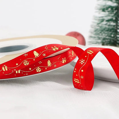 5M Christmas Ribbon Printed Christmas Polyester Ribbon For Handmade Design Christmas Decoration Navidad 2026 DIY Gift Box Packin