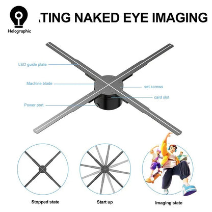 62cm 3D Fan Hologram Projector Wifi LED Sign Remote Control 3D Holographic Lamp Player Advertising Display Logo Light