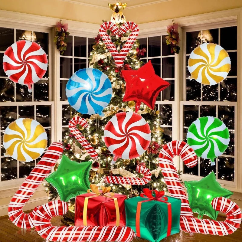 2025 Christmas Ballons Decoration Merry Christmas Candy Cane Foil Balloon Snowman Santa Claus New Year Xmas Party Decor Supplies