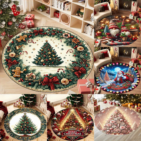 Christmas Round Rugs: Decorate Your Home with Magical Tree & Santa Designs! Bedroom room floor mats New Year home decoration