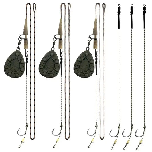 YOTO Carp Fishing Pre-Tied Hair Rig Set, Leadcore Leader with 3pcs Hair Rig and Fishing Sinker 56g/71g/85g/99g/113g/128g