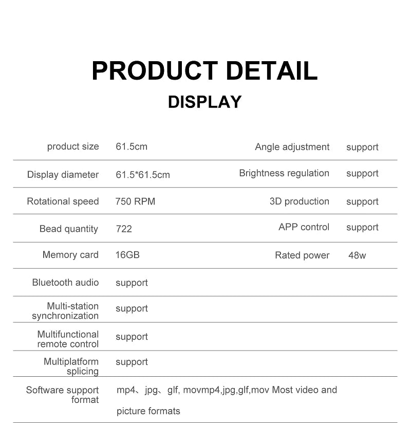 62cm 3D Fan Hologram Projector Wifi LED Sign Remote Control 3D Holographic Lamp Player Advertising Display Logo Light