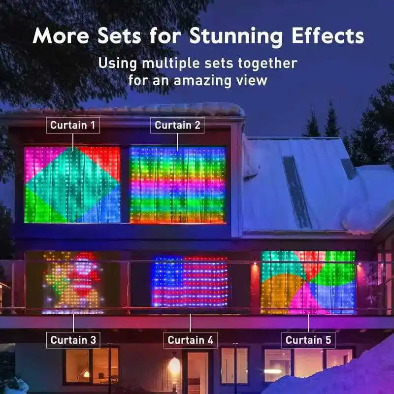 400 LED Smart Curtain Lights String Lights with Smart App Remote Control Music Sync Christmas Curtain String Outdoor Fairy Light