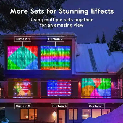 400 LED Smart Curtain Lights String Lights with Smart App Remote Control Music Sync Christmas Curtain String Outdoor Fairy Light