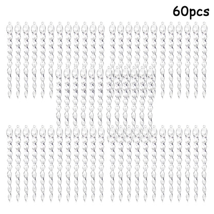 12/24/60pcs 13cm Christmas Simulation Ice Xmas Tree Hanging Ornament Fake Icicle Winter Party Christmas New Year Home Decoration