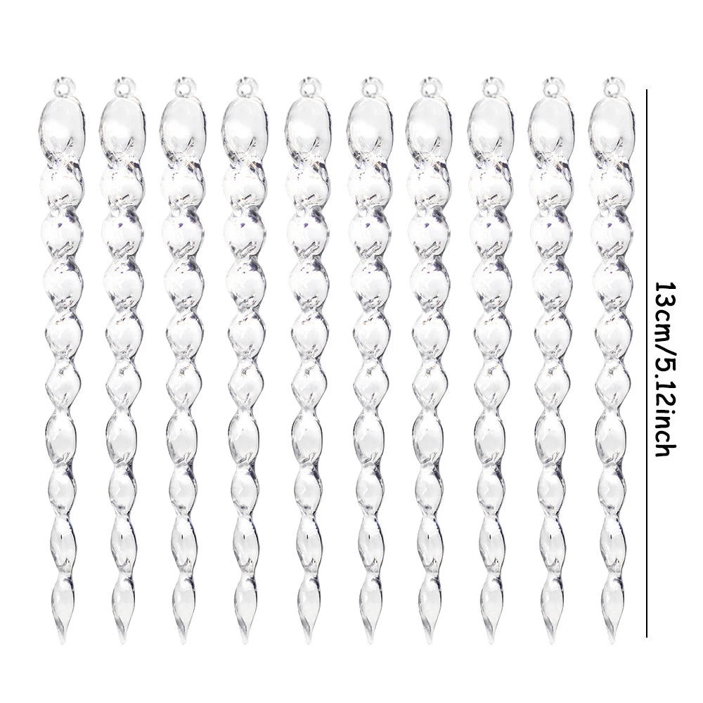 12/24/60pcs 13cm Christmas Simulation Ice Xmas Tree Hanging Ornament Fake Icicle Winter Party Christmas New Year Home Decoration
