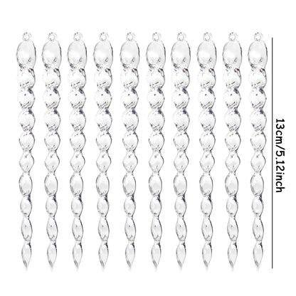 12/24/60pcs 13cm Christmas Simulation Ice Xmas Tree Hanging Ornament Fake Icicle Winter Party Christmas New Year Home Decoration