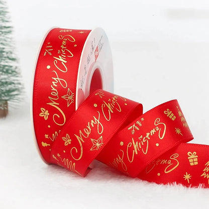 5M Christmas Ribbon Printed Christmas Polyester Ribbon For Handmade Design Christmas Decoration Navidad 2026 DIY Gift Box Packin