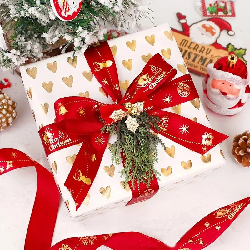 5M Christmas Ribbon Printed Christmas Polyester Ribbon For Handmade Design Christmas Decoration Navidad 2026 DIY Gift Box Packin
