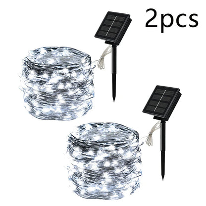 7m/12m/22m/32m LED Solar Light Outdoor Garden Fairy String Light Led Twinkle Waterproof Lamp for Christmas Patio Tree Party