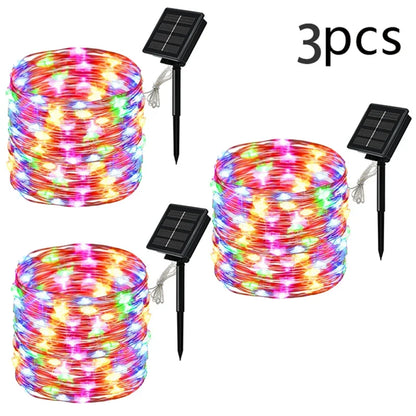 7m/12m/22m/32m LED Solar Light Outdoor Garden Fairy String Light Led Twinkle Waterproof Lamp for Christmas Patio Tree Party