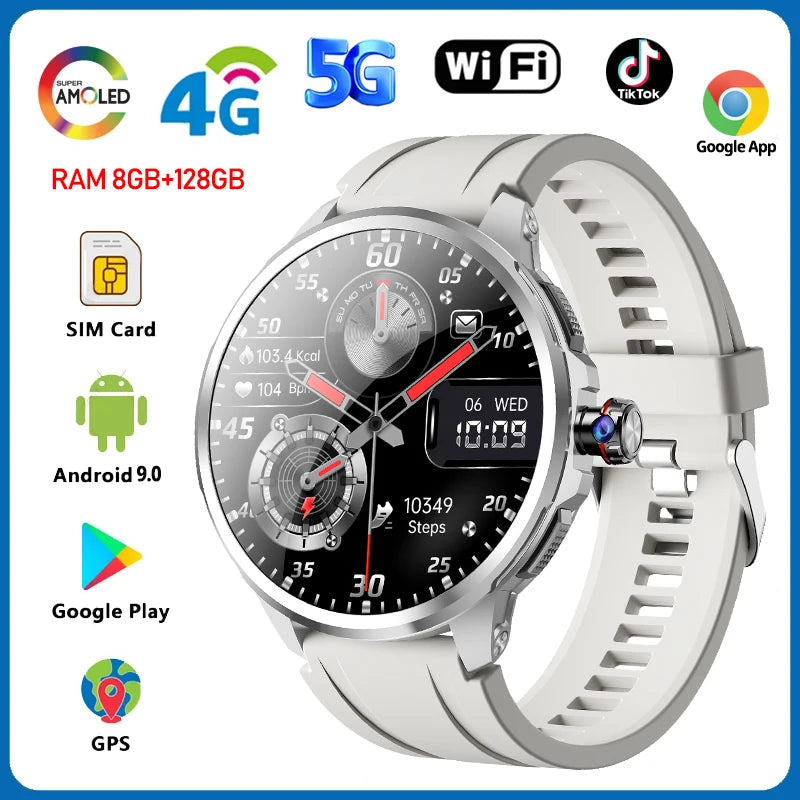 5G/4G Full Netcom 8GB+128GB RAM Smart Watch 1.95 inch 720*720 AMOLED 2100mah Battery 900W Camera GPS WIFI Google APPS Smartwatch