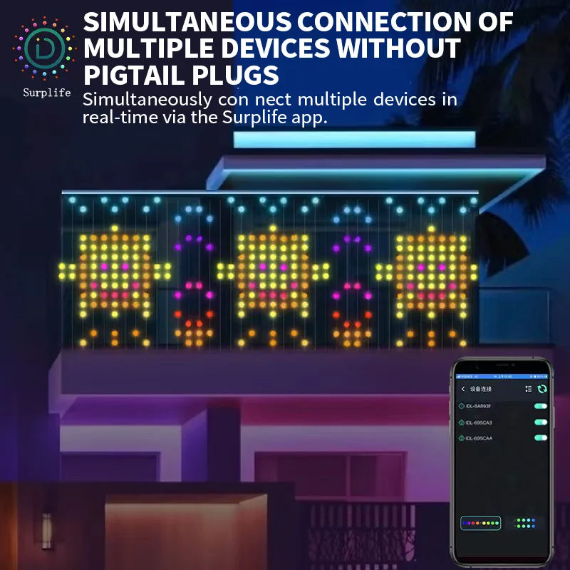 400 LED Smart Curtain Lights String Lights with Smart App Remote Control Music Sync Christmas Curtain String Outdoor Fairy Light