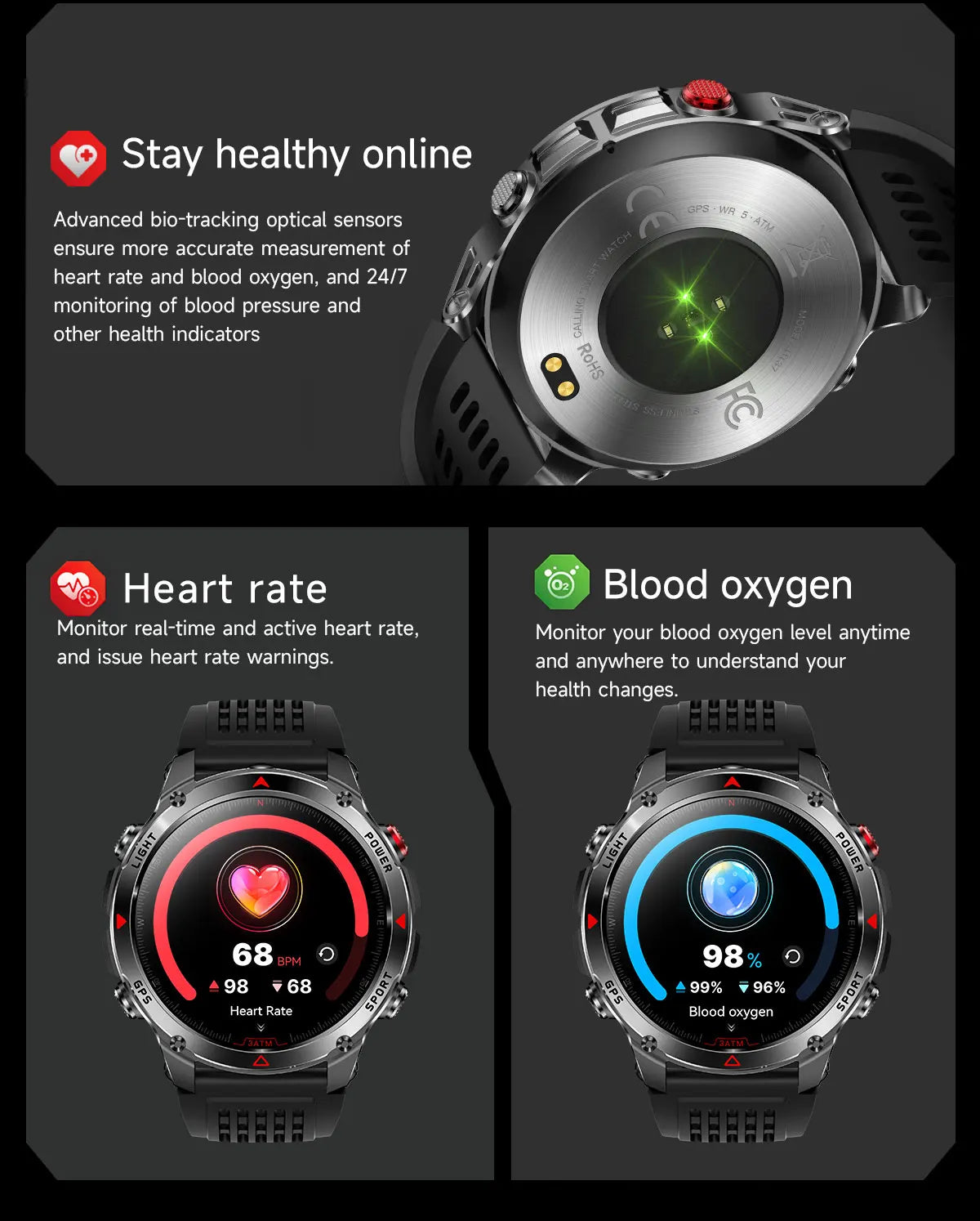 2025 New Professional GPS Sports Smart Watch Outdoor RIDE Run GPS track Swim Watchs Compass Altimeter 3ATM Sports Bracelets Men