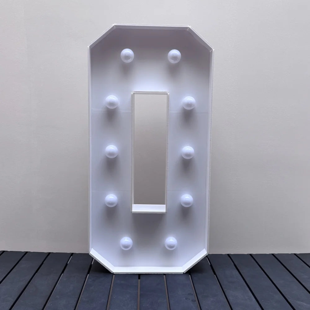 1Pc 73cm/28.7inch Light Up Digital Marquee Frame White Lights KT Board Number 0-9 Plug-in KT Board With Bracket Party Decorative