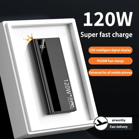 Xiaomi 120W 50000mAh, 100000mAh, 200000mAh Power Bank High Capacity Super Fast Charging Power Bank Portable Battery Charger For Huawei iPhone Samsung