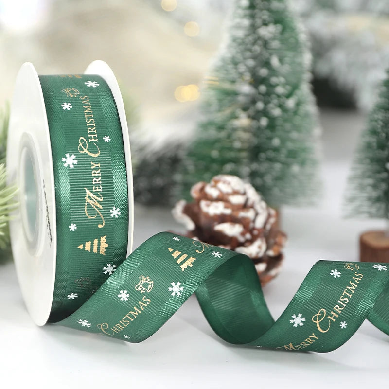 5M Christmas Ribbon Printed Christmas Polyester Ribbon For Handmade Design Christmas Decoration Navidad 2026 DIY Gift Box Packin